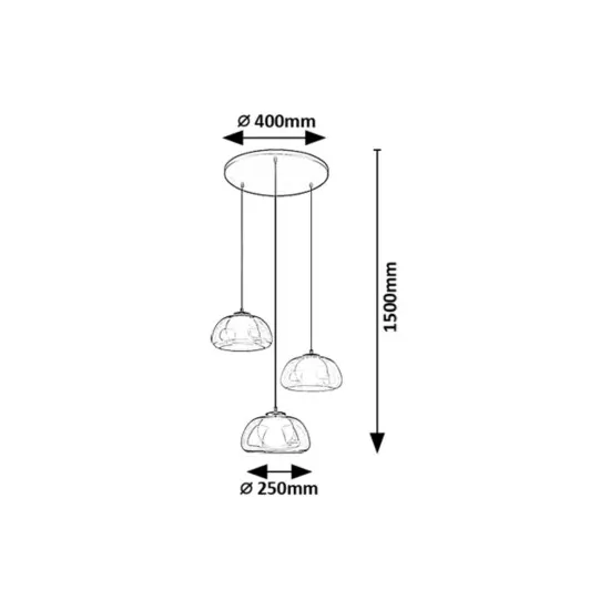Rábalux Elowen fekete függesztett lámpa (RAB-72276) G9 3 izzós IP20