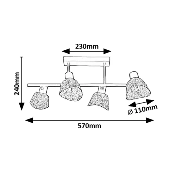 Rábalux Farelia fekete mennyezeti lámpa (RAB-73010) E14 4 izzós IP20