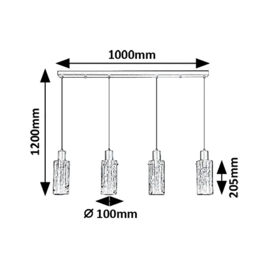 Rábalux Fumea fekete függesztett lámpa (RAB-72039) E27 4 izzós IP20