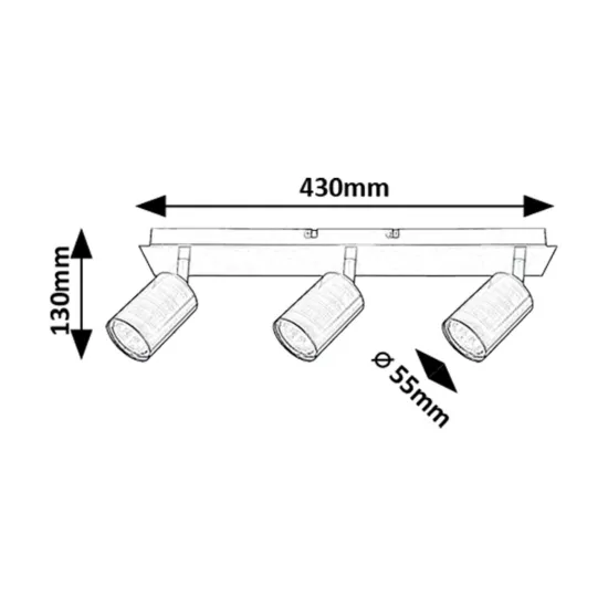 Rábalux Gerhard acélszürke mennyezeti spotlámpa (RAB-73073) GU10 3 izzós IP20