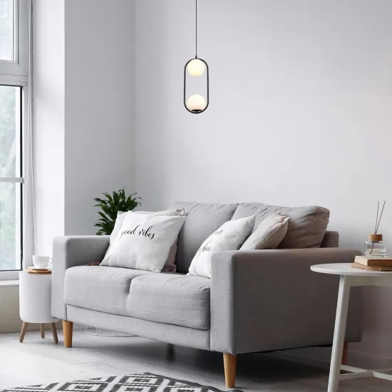 Rábalux Ghita fekete függesztett lámpa (RAB-72029) E27 2 izzós IP20