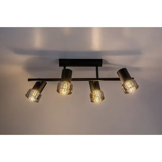 Rábalux Hatice fekete mennyezeti spotlámpa (RAB-73054) E14 4 izzós IP20