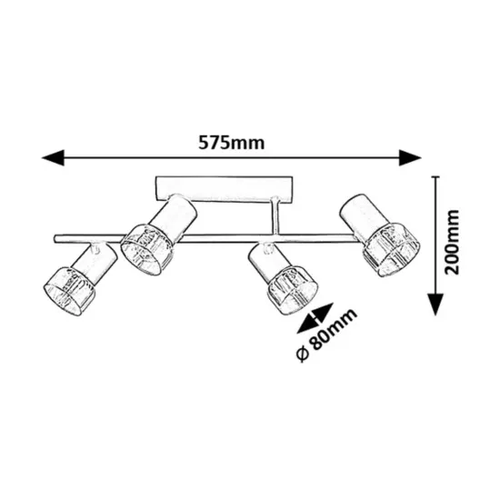 Rábalux Hatice fekete mennyezeti spotlámpa (RAB-73054) E14 4 izzós IP20
