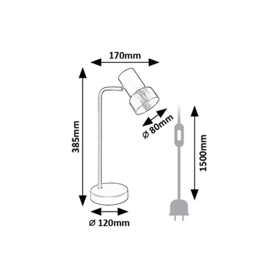 Rábalux Hatice fekete asztali lámpa (RAB-74278) E14 1 izzós IP20