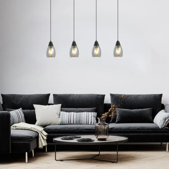 Rábalux Ilmari fekete függesztett lámpa (RAB-72184) E27 4 izzós IP20