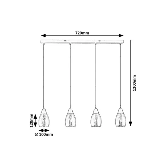Rábalux Ilmari fekete függesztett lámpa (RAB-72184) E27 4 izzós IP20