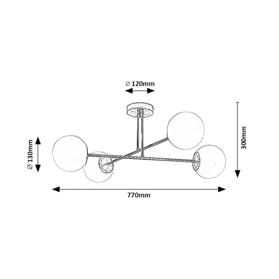 Rábalux Kiara arany mennyezeti lámpa (RAB-71082) E27/G45 4 izzós IP20