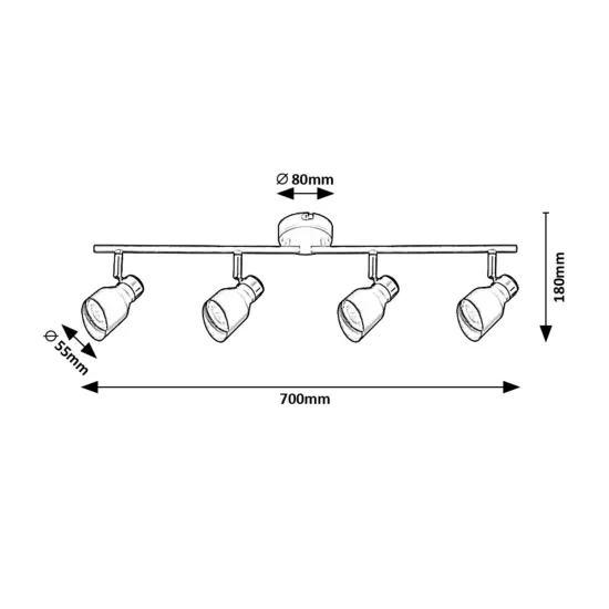 Rábalux Lilou fekete-arany mennyezeti spotlámpa (RAB-73050) GU10 4 izzós IP20