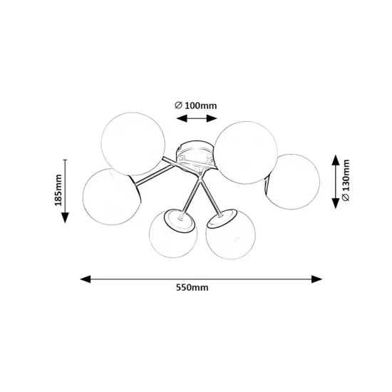 Rábalux Meduza matt fekete mennyezeti lámpa (RAB-71294) E14 6 izzós IP20