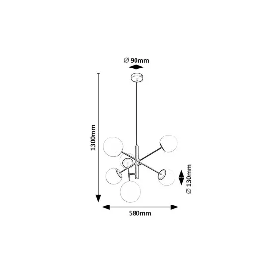 Rábalux Meduza matt fekete függesztett lámpa (RAB-72194) E14 6 izzós IP20