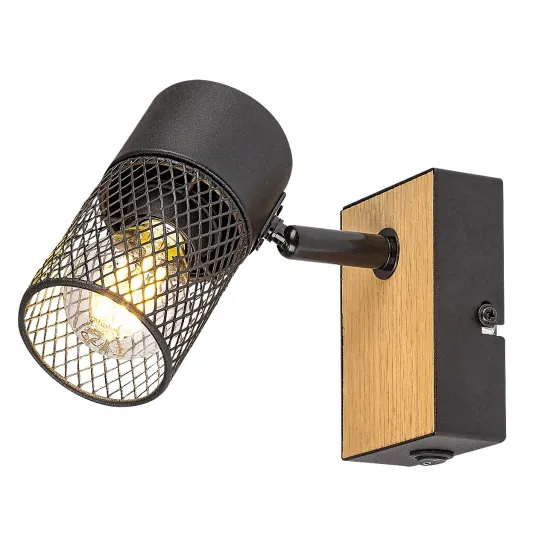 Rábalux Metta fekete-tölgy fali spotlámpa (RAB-71151) E14 1 izzós IP20