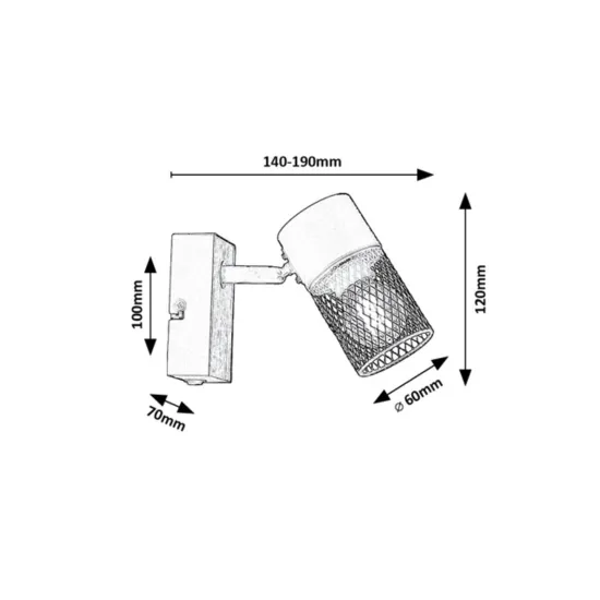 Rábalux Metta fekete-tölgy fali spotlámpa (RAB-71151) E14 1 izzós IP20