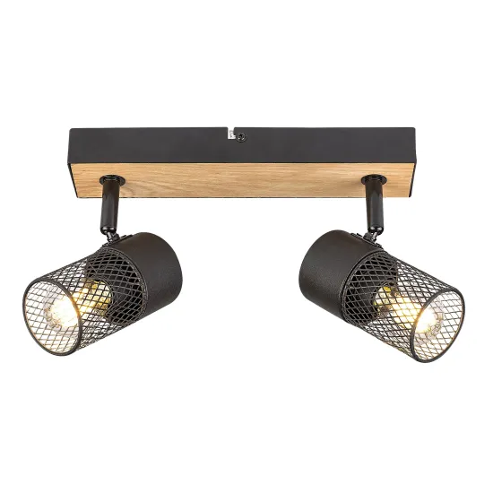 Rábalux Metta fekete-tölgy mennyezeti spotlámpa (RAB-71152) E14 2 izzós IP20