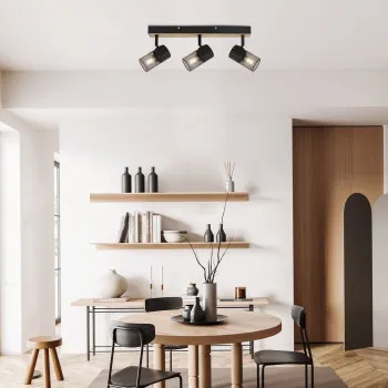 Rábalux Metta fekete-tölgy mennyezeti spotlámpa (RAB-71153) E14 3 izzós IP20