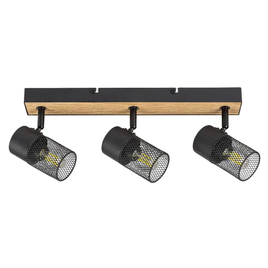 Rábalux Metta fekete-tölgy mennyezeti spotlámpa (RAB-71153) E14 3 izzós IP20