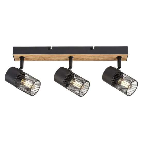 Rábalux Metta fekete-tölgy mennyezeti spotlámpa (RAB-71153) E14 3 izzós IP20