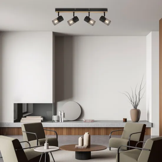 Rábalux Metta fekete-tölgy mennyezeti spotlámpa (RAB-71154) E14 4 izzós IP20