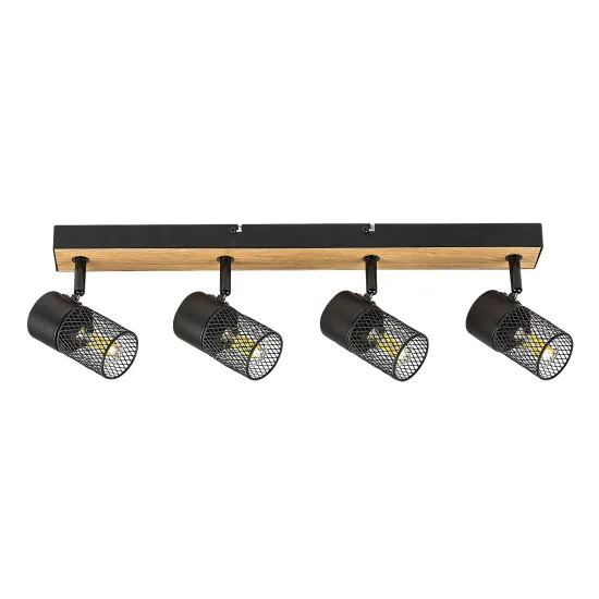 Rábalux Metta fekete-tölgy mennyezeti spotlámpa (RAB-71154) E14 4 izzós IP20