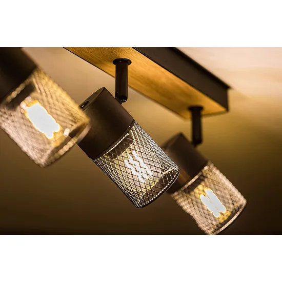 Rábalux Metta fekete-tölgy mennyezeti spotlámpa (RAB-71154) E14 4 izzós IP20