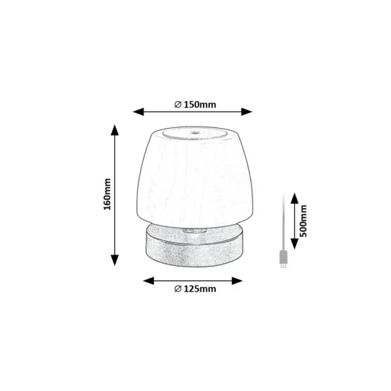 Rábalux Odera fekete hordozható LED asztali lámpa (RAB-7040) LED 1 izzós IP44