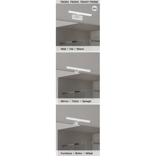 Rábalux Oliro fekete fürdőszobai LED tükörmegvilágító lámpa (RAB-75050) LED 1 izzós IP44