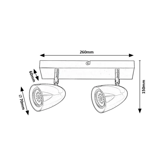 Rábalux Perico fekete mennyezeti spotlámpa (RAB-73017) GU10 2 izzós IP20