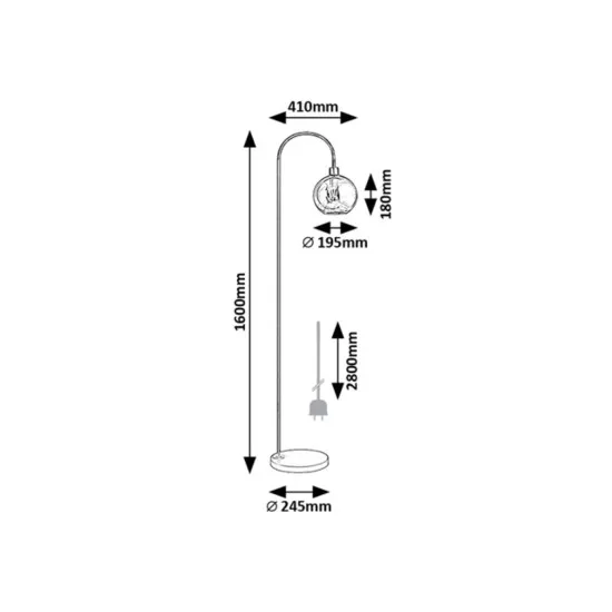 Rábalux Ricardo fekete állólámpa (RAB-74025) E27 1 izzós IP20