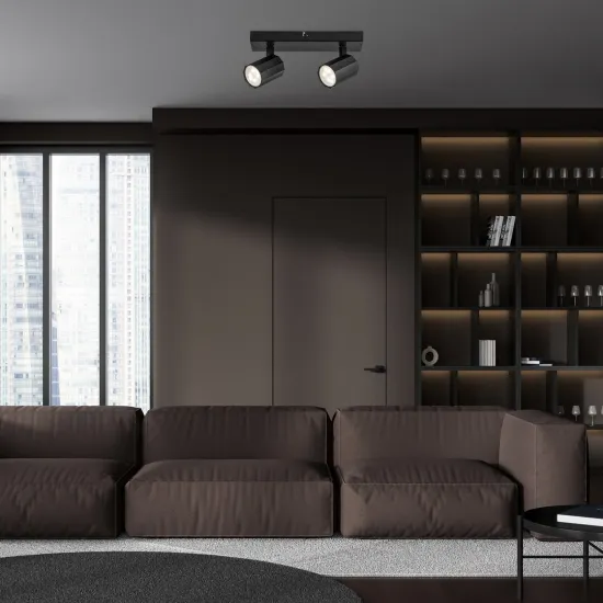 Rábalux Rogelio matt fekete mennyezeti spotlámpa (RAB-73024) GU10 2 izzós IP20