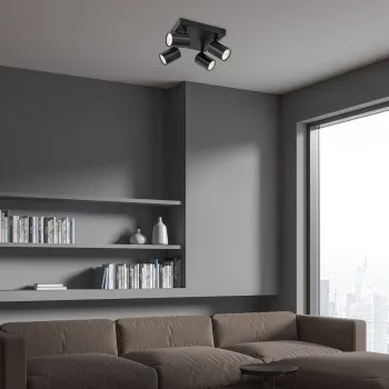 Rábalux Rogelio matt fekete mennyezeti spotlámpa (RAB-73026) GU10 4 izzós IP20