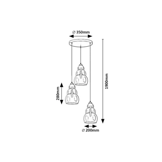 Rábalux Salvatore fekete függesztett lámpa (RAB-72213) E27 3 izzós IP20