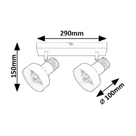 Rábalux Saskia fekete mennyezeti spotlámpa (RAB-73056) E14 2 izzós IP20