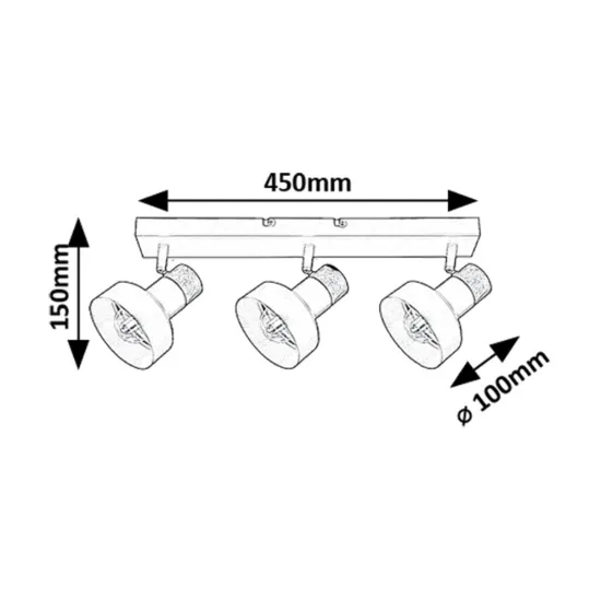 Rábalux Saskia fekete mennyezeti spotlámpa (RAB-73057) E14 3 izzós IP20