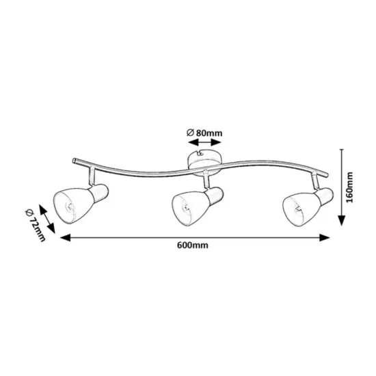Rábalux Soma fekete mennyezeti spotlámpa (RAB-73093) E14 3 izzós IP20