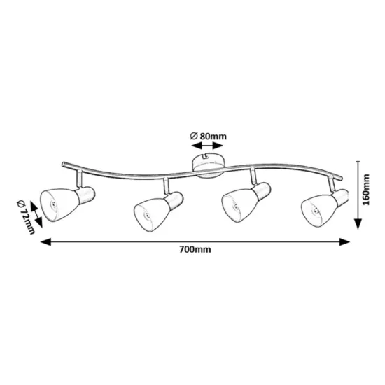 Rábalux Soma fekete mennyezeti spotlámpa (RAB-73094) E14 4 izzós IP20