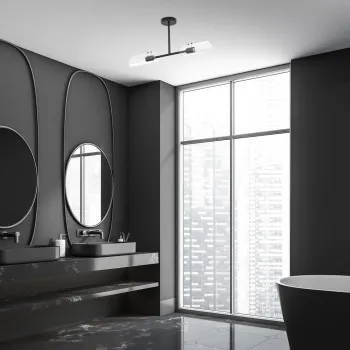 Rábalux Teodoro fekete fürdőszobai mennyezeti lámpa (RAB-75028) E14 2 izzós IP44