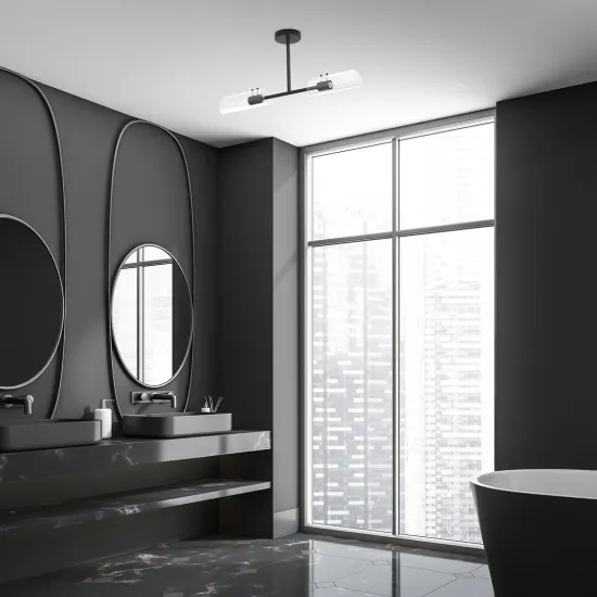 Rábalux Teodoro fekete fürdőszobai mennyezeti lámpa (RAB-75028) E14 2 izzós IP44