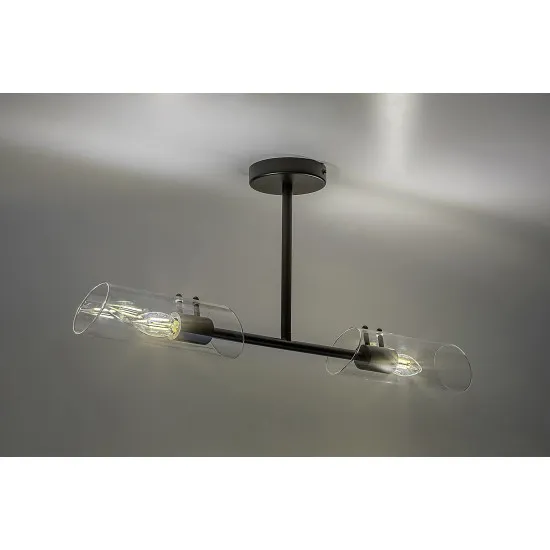 Rábalux Teodoro fekete fürdőszobai mennyezeti lámpa (RAB-75028) E14 2 izzós IP44