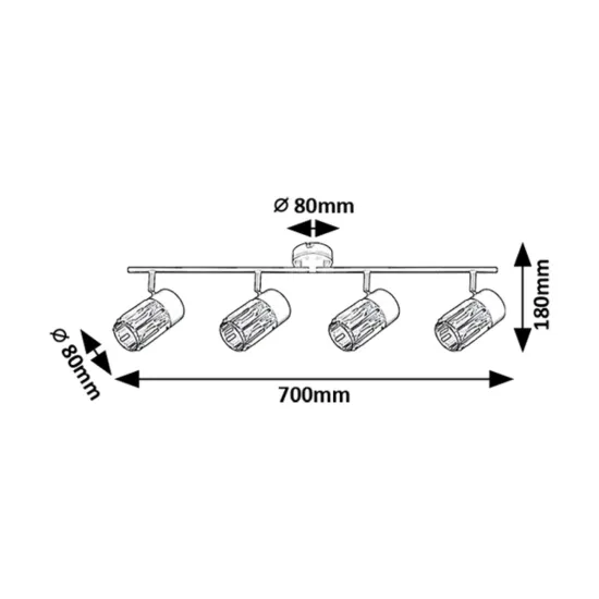 Rábalux Venaro fekete mennyezeti spotlámpa (RAB-73062) E14 4 izzós IP20
