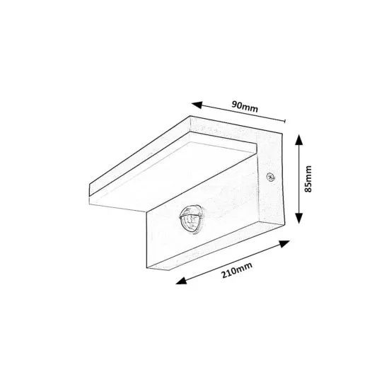 Rábalux Zaragoza fekete mozgásérzékelős LED kültéri fali lámpa (RAB-77115) LED 1 izzós IP54