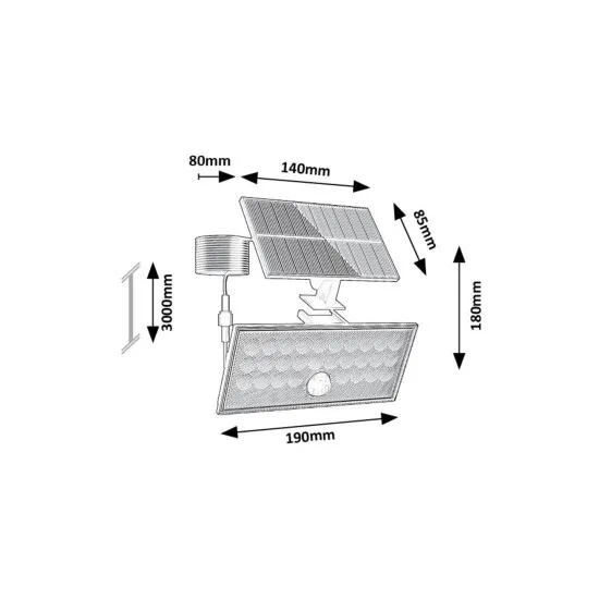 Rábalux Zavod fekete kültéri mozgásérzékelős LED kültéri fali lámpa (RAB-77129) LED 1 izzós IP65