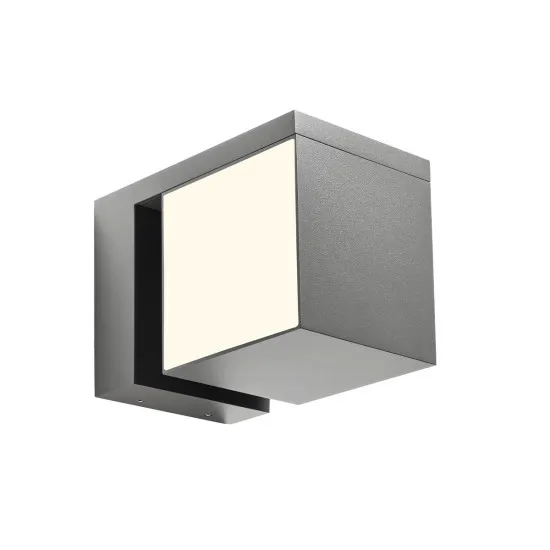 Redo Kub sötétszürke vízvédett LED kültéri fali lámpa (RED-90717) LED 1 izzós IP54