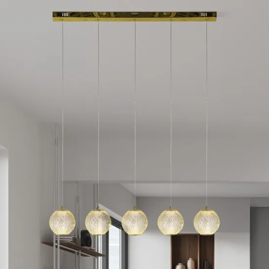 Searchlight Allure sárgaréz LED függesztett lámpa (SL-51485-5SB) LED 5 izzós IP20