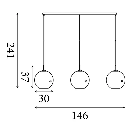 Searchlight Amsterdam fekete-füstszínű függesztett lámpa (SL-1023-3SM) E27 3 izzós IP20