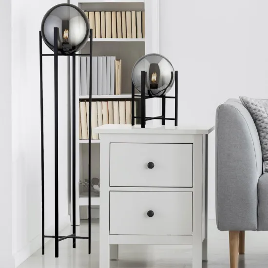 Searchlight Amsterdam fekete-füstszínű állólámpa (SL-1030-1SM) E27 1 izzós IP20