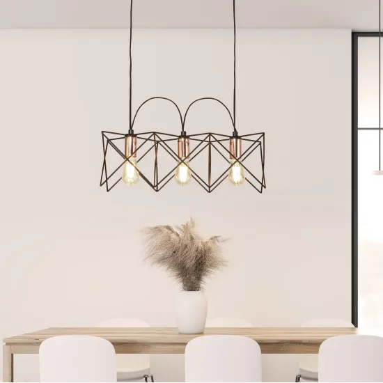 Searchlight Anthea fekete-réz függesztett lámpa (SL-8413-3BK) E27 3 izzós IP20