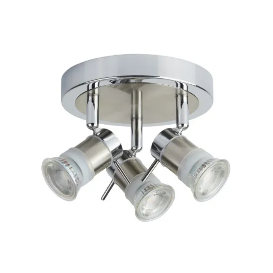 Searchlight Aries króm-ezüst fürdőszobai mennyezeti spotlámpa (SL-7443CC-LED) GU10 3 izzós IP44