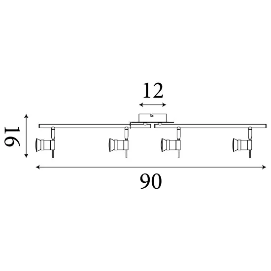 Searchlight Aries króm-ezüst fürdőszobai mennyezeti spotlámpa (SL-7444CC-LED) GU10 4 izzós IP44