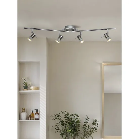 Searchlight Aries króm-ezüst fürdőszobai mennyezeti spotlámpa (SL-7444CC-LED) GU10 4 izzós IP44