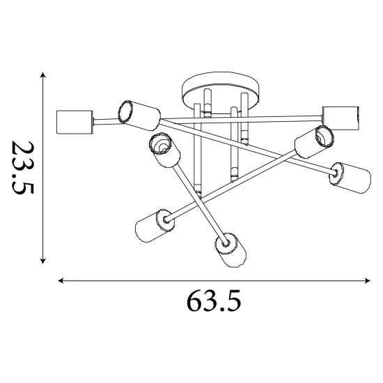 Searchlight Armstrong fekete-sárgaréz mennyezeti lámpa (SL-8048-8BK) E27 8 izzós IP20