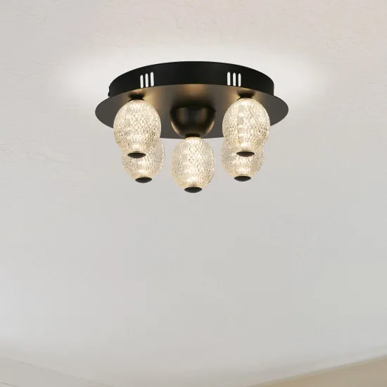 Searchlight Asteroid fekete LED mennyezeti lámpa (SL-20923BK) LED 5 izzós IP20